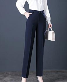 img 2 attached to LISUEYNE Women'S Modern Fit Stretch Work Pants: Straight Leg Suit Pant For Formal Office Wear With Pockets