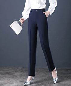 img 3 attached to LISUEYNE Women'S Modern Fit Stretch Work Pants: Straight Leg Suit Pant For Formal Office Wear With Pockets