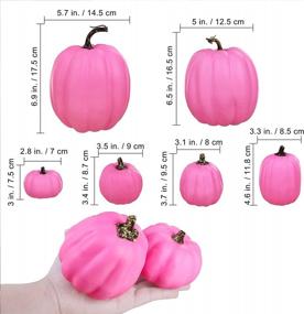 img 3 attached to 🎃 Assorted Sizes Hot Pink Artificial Pumpkins Set - Deep Pink Foam Pumpkins for Fall Decor, Gifts, Halloween, Thanksgiving, Wedding, Baby Shower - Farmhouse Table Centerpiece and Mantel Decorations (7 Pcs)
