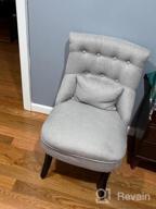 img 1 attached to HOMCOM Small Button-Tufted Accent Chair Mid-Back Leisure Armchair With Upholstered Fabric, Solid Wood Legs, And Support Pillow, Beige review by Sandra Ford