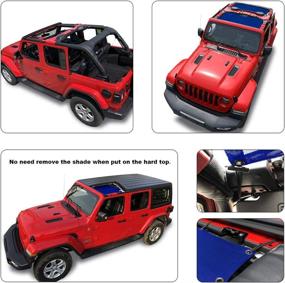img 3 attached to Top-rated Shadeidea Sun Shade for Jeep Wrangler JL Unlimited (2018-Current) - Blue Mesh Screen 🌞 Sunshade JLU Top Cover UV Blocker with Grab Bag - Easy One-time Install & 10-Year Warranty