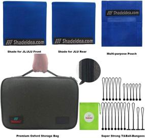 img 1 attached to Top-rated Shadeidea Sun Shade for Jeep Wrangler JL Unlimited (2018-Current) - Blue Mesh Screen 🌞 Sunshade JLU Top Cover UV Blocker with Grab Bag - Easy One-time Install & 10-Year Warranty