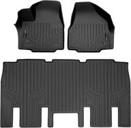 🚗 black maxliner floor mats 2 row liner set for 2017-2021 chrysler pacifica 8 passenger model (excluding hybrid models) logo