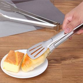 img 1 attached to BBOLIVE Stainless Steel Cooking Tongs, Metal Cookware Serving Tongs For Improved Food Taste (9+12")