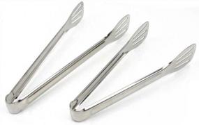 img 4 attached to BBOLIVE Stainless Steel Cooking Tongs, Metal Cookware Serving Tongs For Improved Food Taste (9+12")
