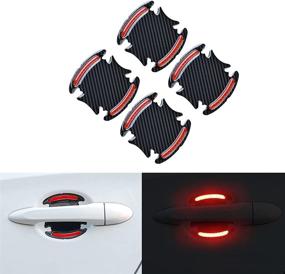 img 4 attached to 4Pcs Car Reflective Sticker Door Handle Door Bowl Protection (Red)