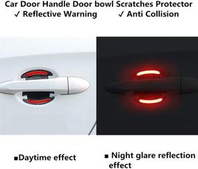 img 1 attached to 4Pcs Car Reflective Sticker Door Handle Door Bowl Protection (Red)