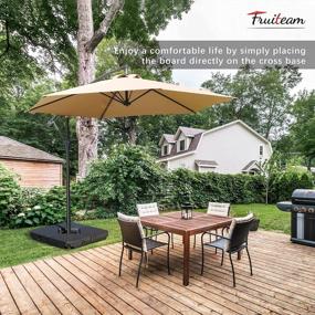 img 3 attached to Heavy-Duty FRUITEAM Cantilever Offset Patio Umbrella Base Square Stand, 4-Piece Easy-Fill Spouts UV Stability With Compact Clearance (Black)