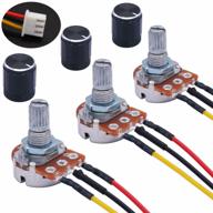 twtade 3pcs 10k ohm linear taper adjustable rotary potentiometer change resistance wh148 b10k 3 pin with xh2.54-3p connector wire cable + black knob cover cap 148-10kbk logo