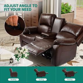 img 2 attached to YITAHOME Double Loveseat Recliner With Storage Console, Cup Holders, And Side Pocket - Manual Home Theater Seating For Living Room Or RV Sofa