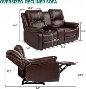 img 3 attached to YITAHOME Double Loveseat Recliner With Storage Console, Cup Holders, And Side Pocket - Manual Home Theater Seating For Living Room Or RV Sofa