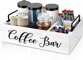 img 4 attached to White Wooden Coffee Station Organizer - Countertop Kcup Holder & Farmhouse Storage Basket Accessories Bar