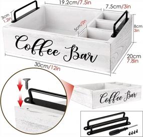 img 2 attached to White Wooden Coffee Station Organizer - Countertop Kcup Holder & Farmhouse Storage Basket Accessories Bar