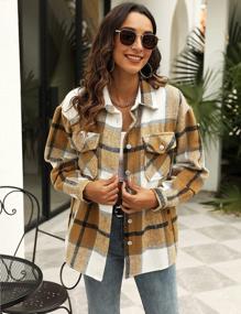 img 1 attached to Vintage Plaid Flannel Wool Blend Shacket Shirt For Women - Button Down Style By Yeokou
