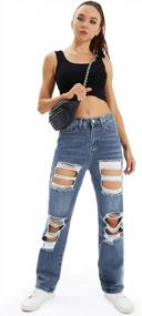 img 1 attached to Genleck женские свободные рваные джинсы-бойфренды с высокой талией мешковатые джинсовые брюки рваные широкие джинсы Y2K Mom Jeans