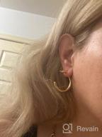 img 1 attached to 18k Gold Plated Copper Hoops Earrings for Women, Men, Girls, and Boys - Lightweight Trendy Semicircle C-Shaped Chunky Open Hoops with Safety Pin Diameter - Jeensley Gold Hoops review by Molly Carlson