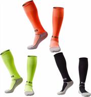 pack of 5 kid's soccer socks with knee high tube design and towel bottom - ideal for football with pressure fit for little and big kids (ages 4-13) логотип