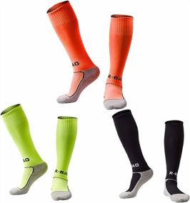 img 4 attached to Pack Of 5 Kid'S Soccer Socks With Knee High Tube Design And Towel Bottom - Ideal For Football With Pressure Fit For Little And Big Kids (Ages 4-13)