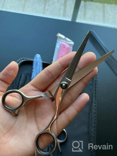 img 1 attached to 7-Piece Professional Hair Cutting & Thinning Shear Kit - Fcysy Barber Scissors For Women, Men & Pets | Styling Accessories In Leather Case review by Patricia Goliday