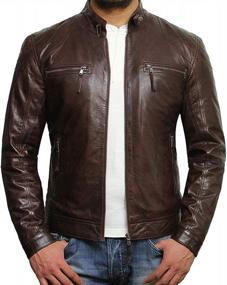 img 4 attached to Cafe Racer Distressed Leather Jacket For Men - Genuine Lambskin Motorcycle Jacket In Black