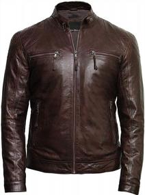 img 3 attached to Cafe Racer Distressed Leather Jacket For Men - Genuine Lambskin Motorcycle Jacket In Black