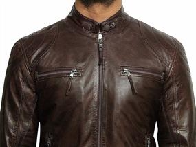 img 1 attached to Cafe Racer Distressed Leather Jacket For Men - Genuine Lambskin Motorcycle Jacket In Black