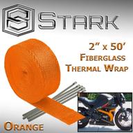 🔥 stark thermal wrap - 2" x 50' fiberglass heat shield exhaust manifold/header wrap, orange color логотип