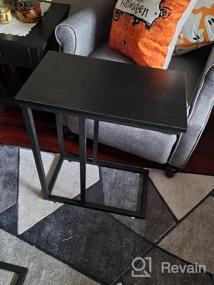 img 8 attached to Стильный набор из 2 C-образных столиков для гостиной и ТВ-зоны - VECELO Snack Style Sofa Side Table в гладкой черной отделке