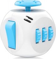 fidget toys cube, высококачественный fidget toys cube, снижение стресса и облегчение беспокойства для всех возрастов с сдвг, добавить окр, аутизм (белый синий логотип