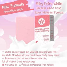 img 3 attached to ARBUTEE Milky Extra White Осветляющее мыло против прыщей-B3 Glutathione Alpha Arbuin- удаляет омертвевшие клетки кожи, темные пятна Максимальная сила, без SLS, без парабенов, без жестокости (1 Bar, MilkyWhite + Mesh)