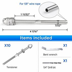img 3 attached to Muzata 10Pack Cable Railing Kit Hand Swage Threaded Stud Tensioner For 1/8" Cable For 2X2 Metal Post Deck Stair Cable Railing Hardware Terminal T316 Stainless Steel Marine Grade CR23, CA6