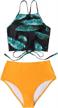 seaselfie women's two piece high neck bikinis swimsuits modest crop top bathing suits for teens 4 logo