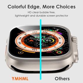 img 1 attached to Apple Watch Ultra 49Mm Screen Protector, Tempered Glass Film [Aluminium Alloy Edge] Anti-Scratch Bubble Free Waterproof HD Screen Protector For Iwatch Ultra Accessories - YMHML Compatible (Titanium)