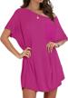 hioinieiy women's tshirt dress, plus size top, nightshirt nightgown, cover up, short sleeve high low loose soft 1 logo