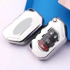 img 1 attached to Royalfox(TM) 2/3/4 Buttons Soft TPU Flip Folding Remote Key Fob Case Cover For Jeep 2020 2021 Gladiator JT Sahara JLU