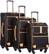 coolife luggage 3-piece set softshell spinner suitcase with tsa lock (20in, 24in, 28in) - black. logo