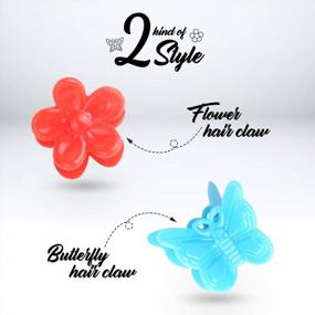 img 2 attached to 200Pcs Small Claw Hair Clips For Baby Girls - 8 Assorted Colors Butterfly & Flower Design