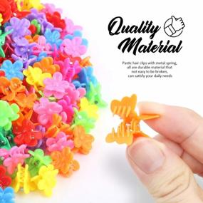 img 1 attached to 200Pcs Small Claw Hair Clips For Baby Girls - 8 Assorted Colors Butterfly & Flower Design