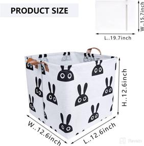 img 3 attached to 🐇 KROBOTT 2PCS Square Laundry Hamper: Waterproof Canvas Baskets for Dirty Clothes, Foldable Storage Bins with Laundry Bag - Ideal for Bedroom, Bathroom, Office, and Toys (Rabbit)