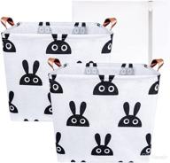 🐇 krobott 2pcs square laundry hamper: waterproof canvas baskets for dirty clothes, foldable storage bins with laundry bag - ideal for bedroom, bathroom, office, and toys (rabbit) логотип