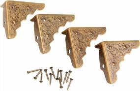 img 4 attached to Stylish Antique Brass Corner Protectors For Your Jewelry Box And Chest- Set Of 16
