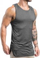 men's gym tank tops - magiftbox extended scoop workout shirts in black/khaki (style t05) логотип