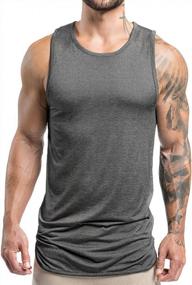 img 3 attached to Men'S Gym Tank Tops - Magiftbox Extended Scoop Workout Shirts In Black/Khaki (Style T05)