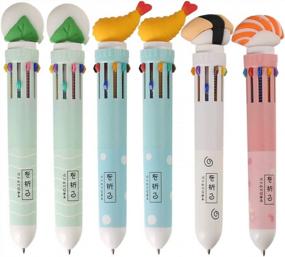 img 4 attached to Ipienlee Sushi-Inspired Retractable Ballpoint Pen With 10 Vibrant Inks, Perfect For Color-Coding And Writing Tasks