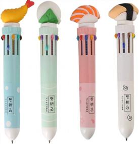 img 3 attached to Ipienlee Sushi-Inspired Retractable Ballpoint Pen With 10 Vibrant Inks, Perfect For Color-Coding And Writing Tasks