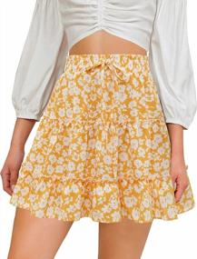 img 3 attached to Women'S High Waisted Skater Mini A-Line Stretchy Flowy Casual Skirt