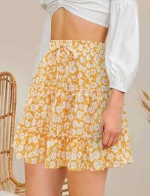 img 2 attached to Women'S High Waisted Skater Mini A-Line Stretchy Flowy Casual Skirt