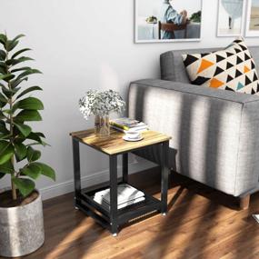 img 3 attached to Stylish And Functional Industrial 2-Tier End Table With Storage Shelf - Perfect For Bedroom And Living Room Décor