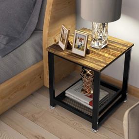img 2 attached to Stylish And Functional Industrial 2-Tier End Table With Storage Shelf - Perfect For Bedroom And Living Room Décor