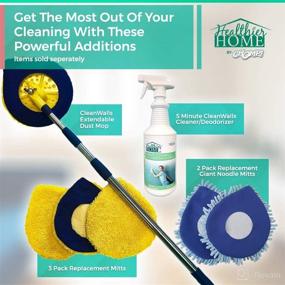 img 3 attached to 🧹 CHOMP! Microfiber Mop Refill Pack: 5-Minute CleanWalls 2-Pack - Giant Noodle Blue Duster Reusable and Washable - Window and Door Frame Cleaner with Baseboard Dusts - Dry Dusting Pads